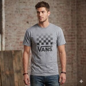 Vans Gray Short Sleeve Graphic T-Shirt for Men Size X-Large